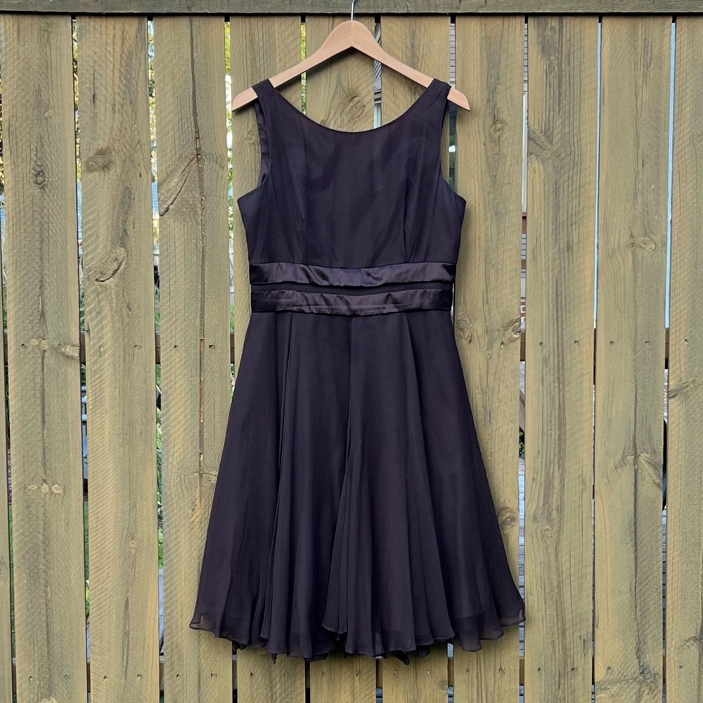 10 Mixit Dark Brown Silk Poly Lined Fit and Flare Party Dress